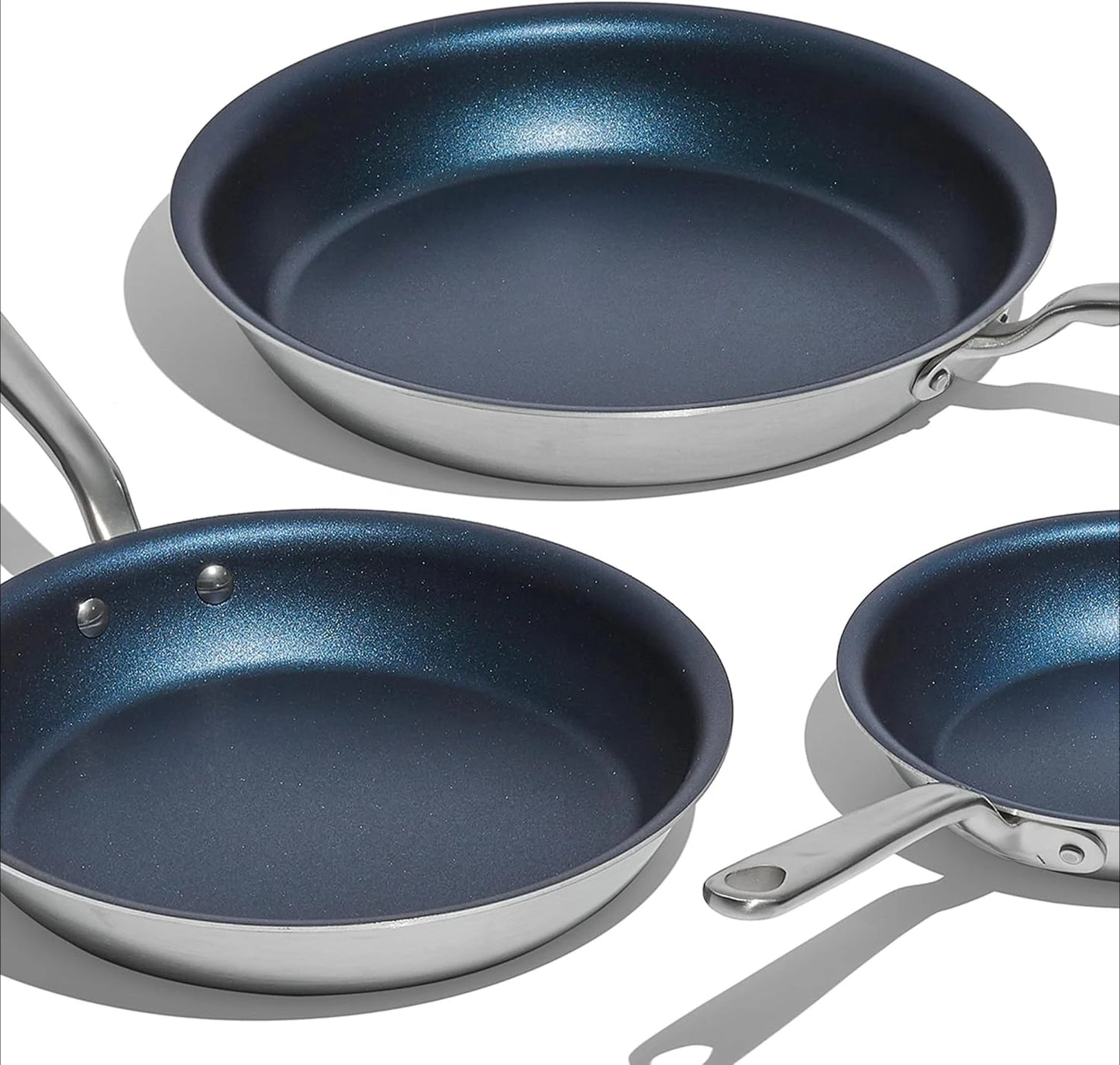ProCoat Non Stick 3 Piece Frying Pan Set (Includes 8",10",12") - 5 Ply Stainless Clad - Professional Cookware - Crafted in Italy