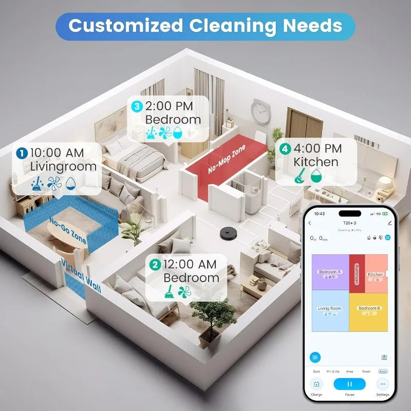 AIRROBO Robot Vacuum and Mop Combo, Self-Emptying, 60-Day Capacity, Home Mapping, Schedule, Wi-Fi/App/Alexa/Remote