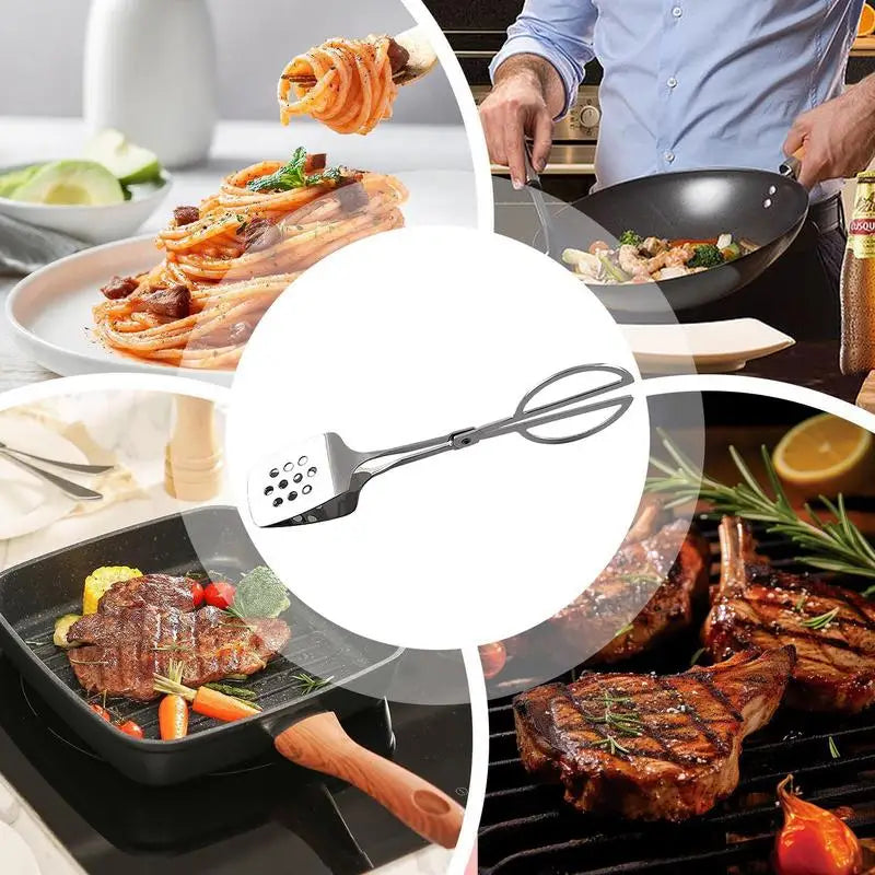 Bread Tongs Appetizer Stainless Steel Tongs Scissor Multi-functional Appetizer Cooked Food Pastry Tong For Home Kitchens