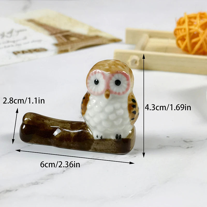 Cute Owl Ceramic Rack Chopsticks Stand Rest Knife Fork Holder Chinese Style Cutlery Chopstick Rest Kitchen Tools For Home Use