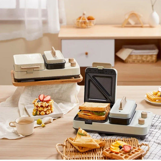 Toaster Oven  Sandwich Breakfast Machine Household Small Light Food Machine Lazy Multi-Function Waffle Toast Press and Bake