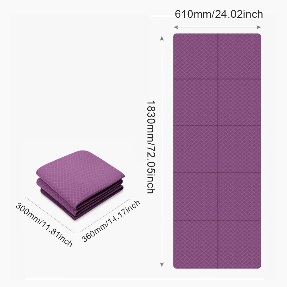 Foldable Yoga Mat 4mm Thick Workout Mat Double Sided TPE Pilates Mat Non-slip Multifunction for Yoga Pilates & Floor Workouts