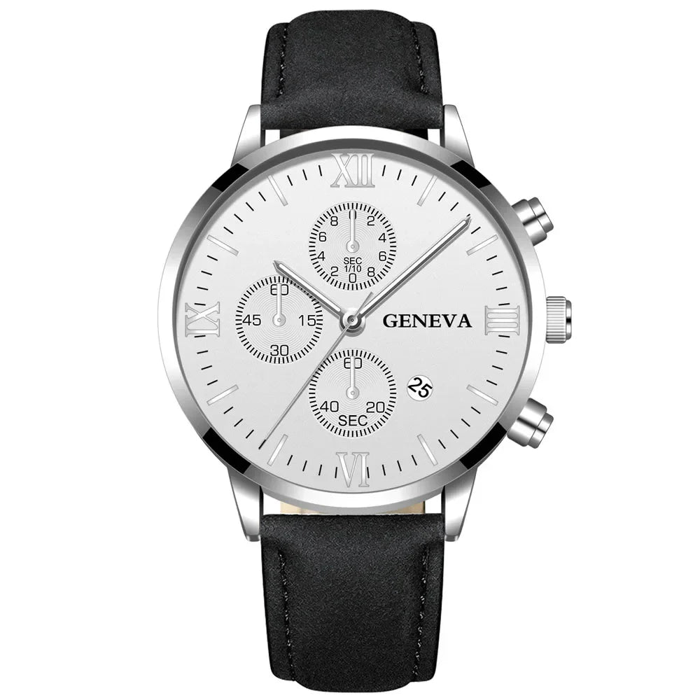Fashion Geneva Men Date Alloy Case Synthetic Leather Analog Quartz Sport Watch Male Clock Top Brand Luxury Relogio Masculino