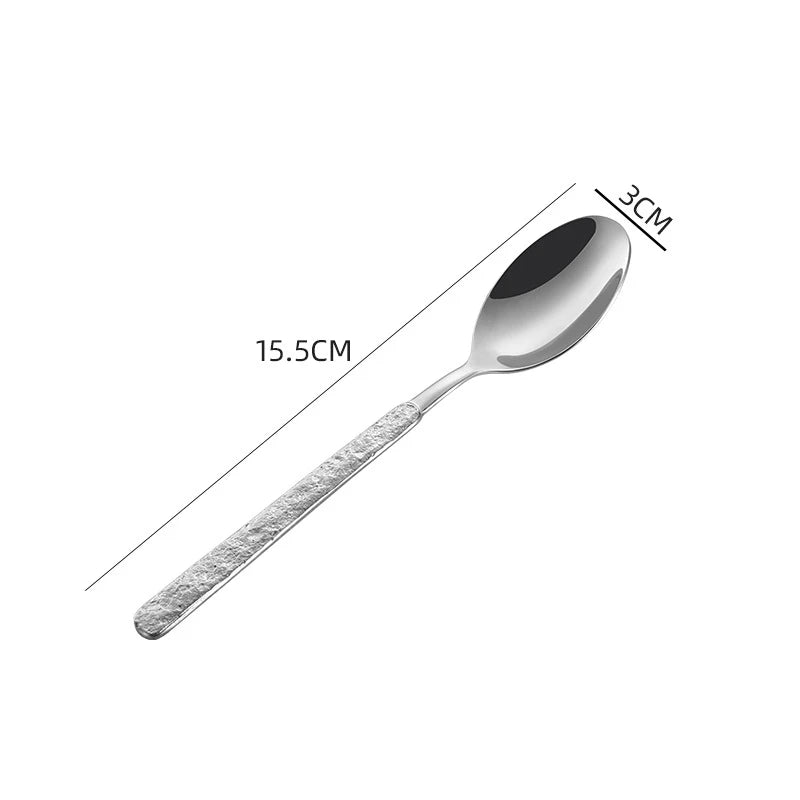 Stone Pattern Handle Stainless Steel Western Dining Spoon Knife Fork Creative Cutlery Set Tableware Kitchen For Home Household