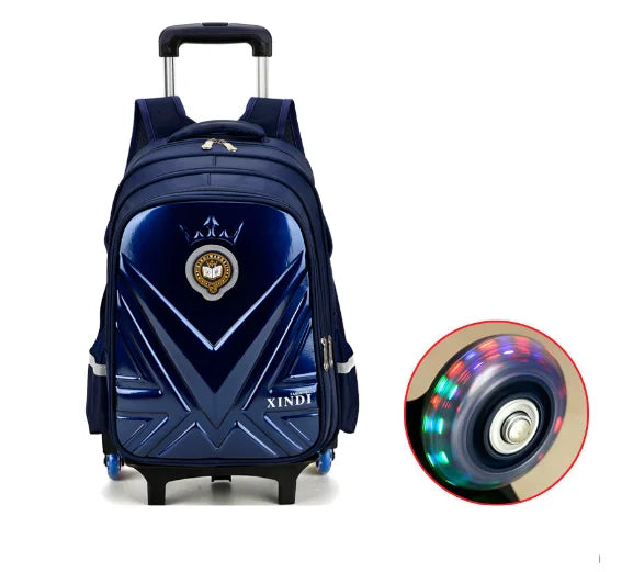 kids PU 3D School Wheeled Backpack for boys Children Rolling Luggage Suitcase Travel Trolley Bag for kids Schoolbag on wheels