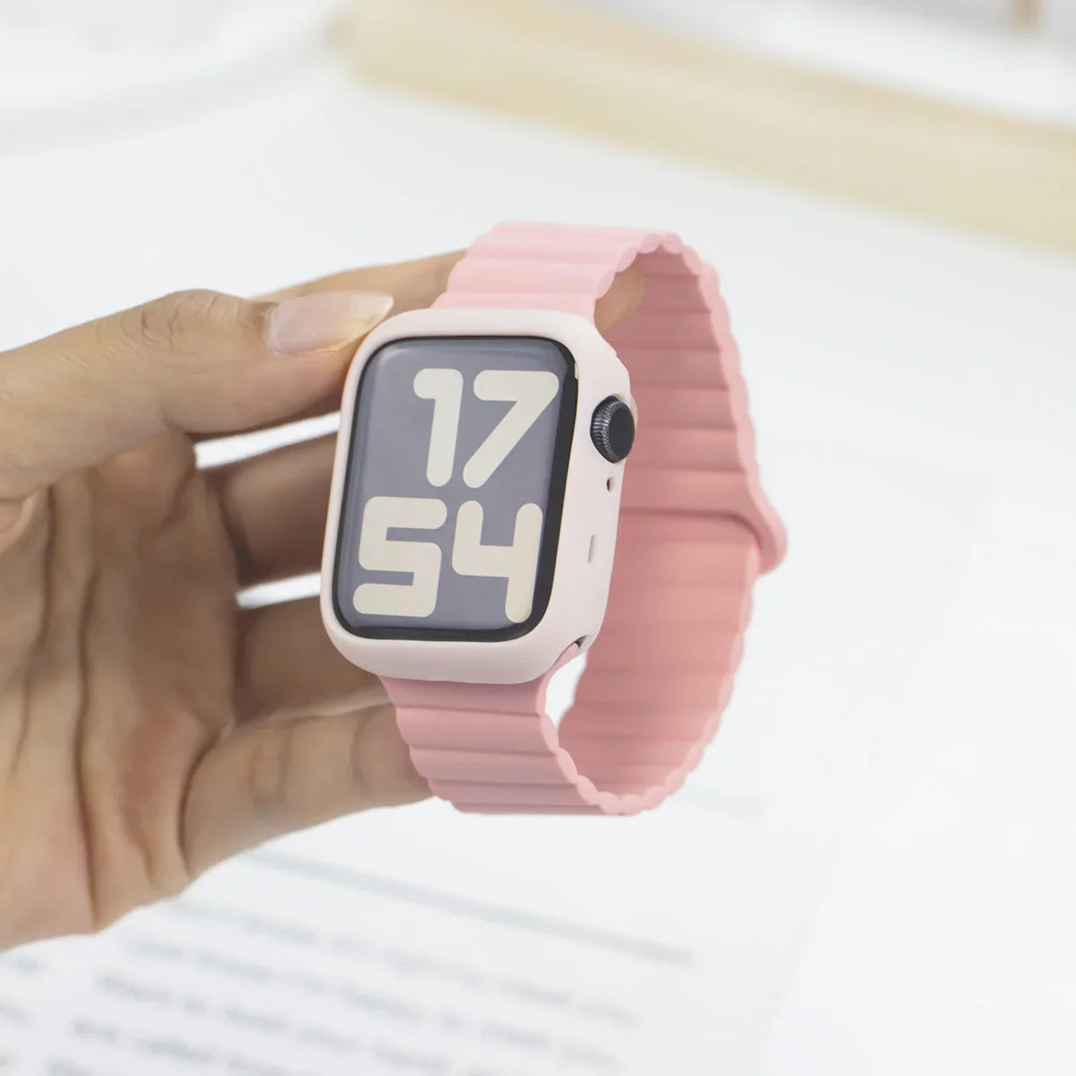 Korean Cute Silicone Strap + Case For  Watch Band 44mm 45mm 49mm 42mm 40/38mm 41MM Women Bracelet For iWatch 9 7 8 6 5 4 SE