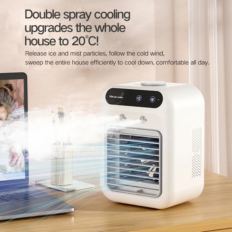 USB Wireless Air Conditioner Mini Portable Air Cooler Fan 500ml Ice Water Spray Humidifier For Home Air Conditioning Mist Fan