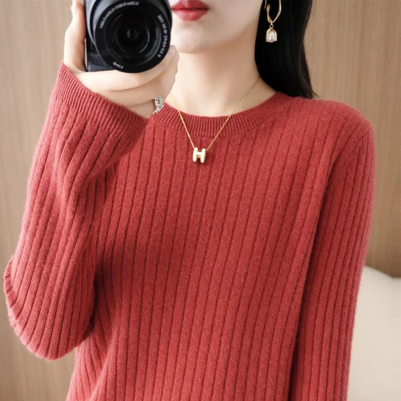 women Sweaters Autumn Winter Long Sleeve Pullovers O-neck Stripe Warm Pullover Korean Fashion Bottoming Shirts Loose Jumper