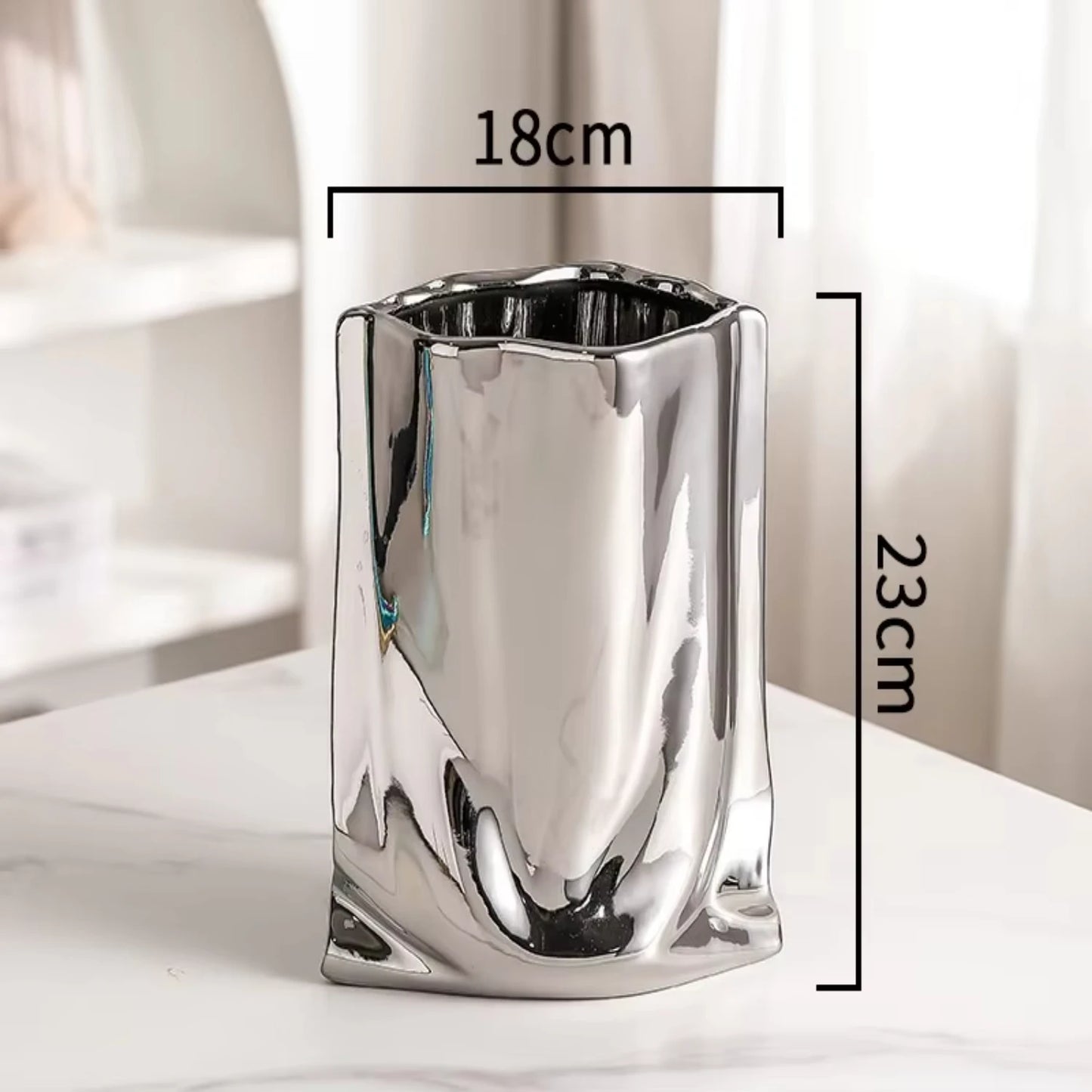 Silver-plated Ceramic Vase  Room   Style Flower Arrangement  Decoration