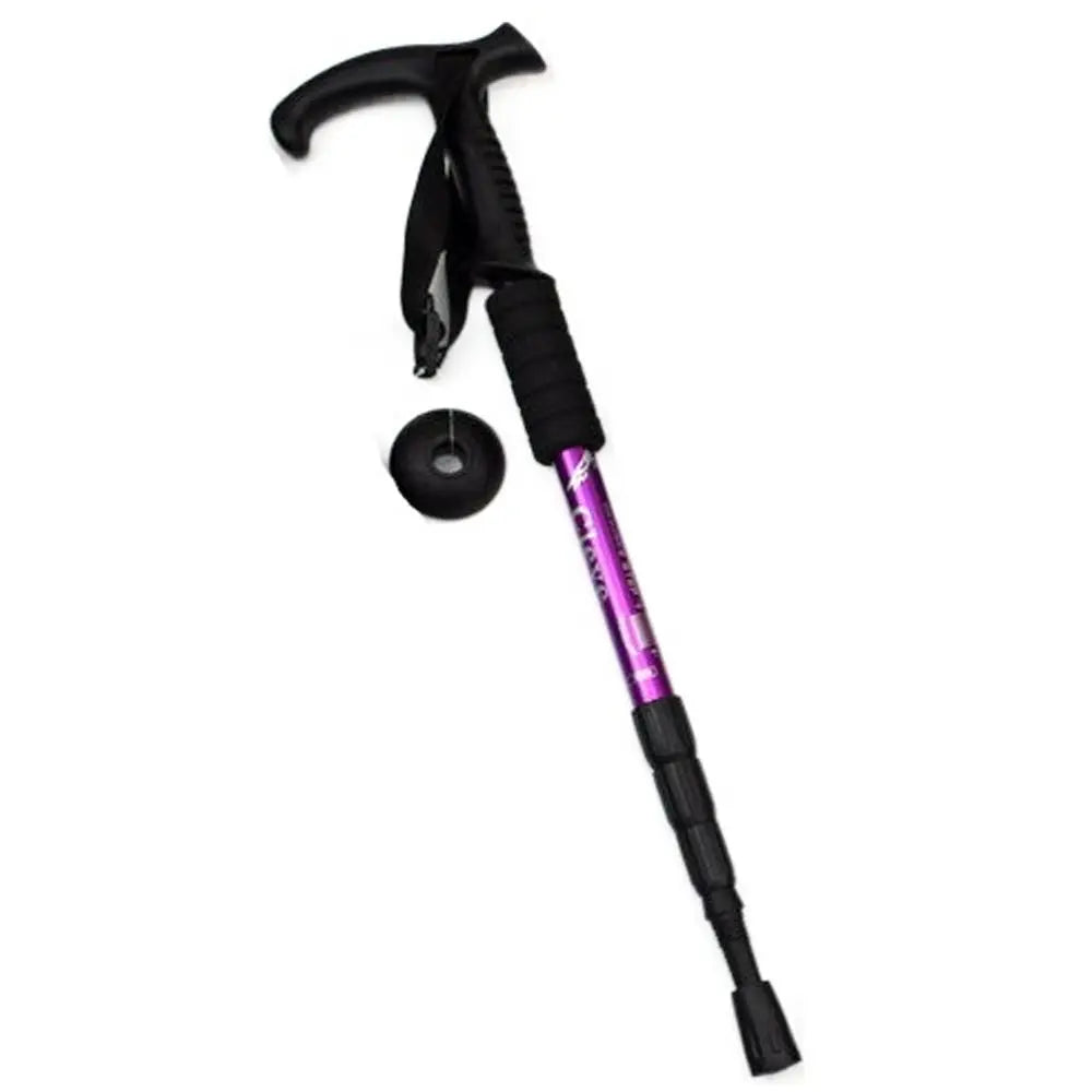 4 Section Trekking Poles Folding Non-slip Walking Stick Aluminium Alloy Ergonomic Handle Design Foldable Crutches Hiking