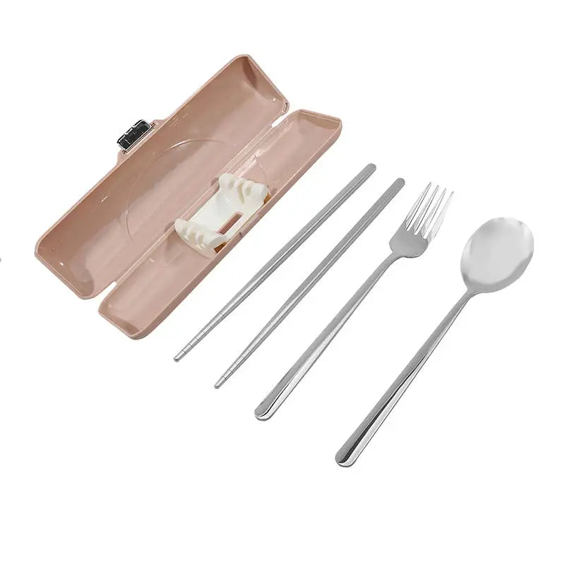 2/3PCS stainless steel portable cutlery student outdoor good-looking Korean spoon fork and chopsticks storage box gift set