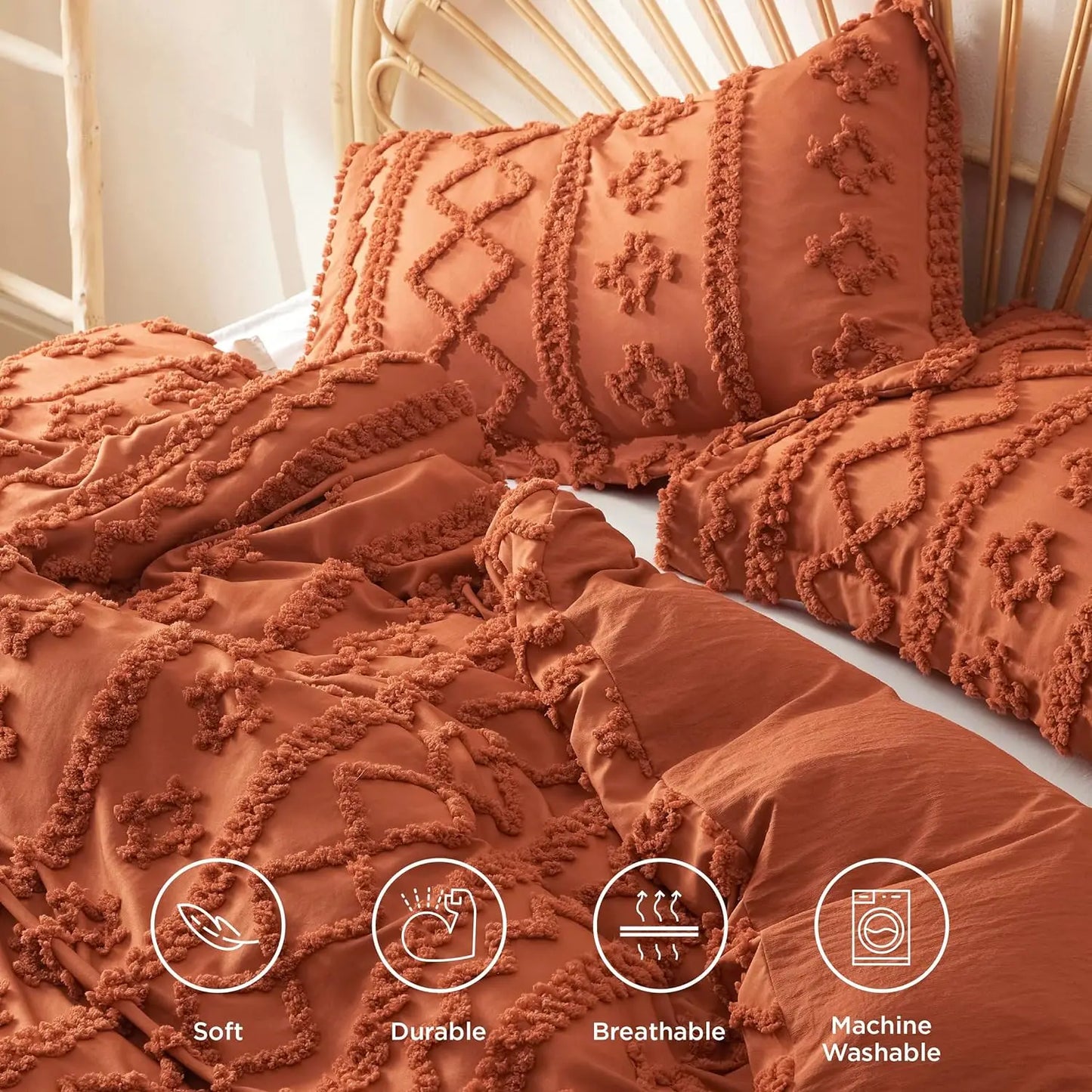 Bedsure Boho Duvet Cover, Tufted/ Checkerboard/ Arch Design Bedding Duvet Cover Set for All Season, Twin, Queen, King