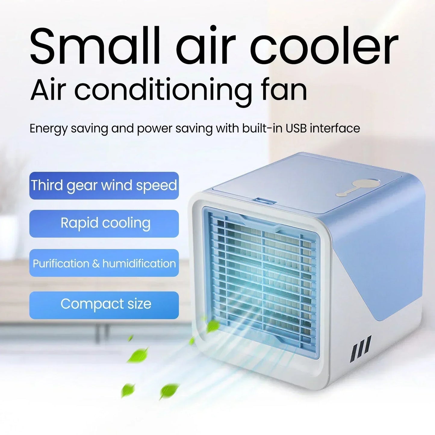 New Mini Air Conditioner Air Cooler Fan Light USB Portable Conditioner 3 Gear Adjust Space Cooling Fan For Home