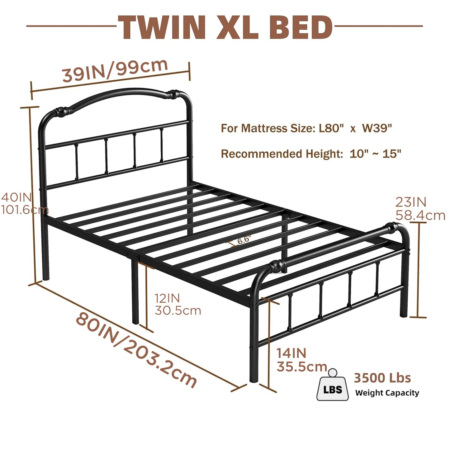 ZIYOO bed frame queen size 14 Inch Metal Queen Bed Frame- Full Size Bedstead King Platform Easy Assembly, Noise Free, Black
