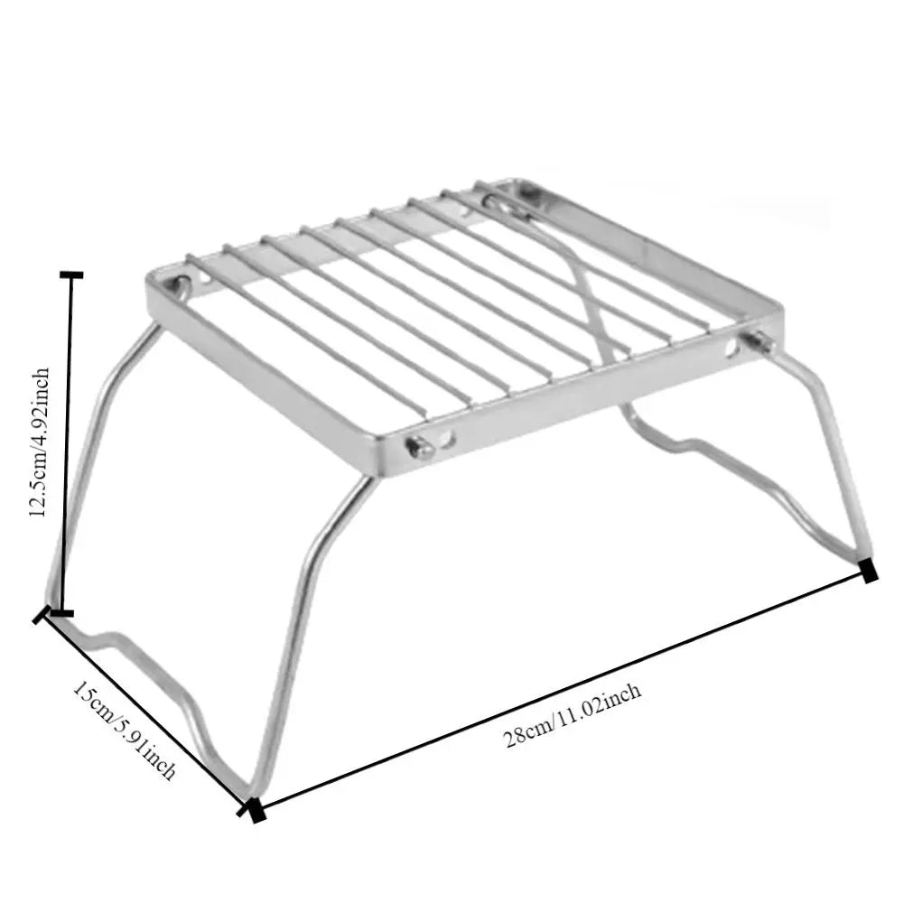Portable Mini BBQ Grill Rack Adjustable Outdoor Stainless Steel BBQ Grill Durable Corrosion Resistan Grill Burn-er Stand