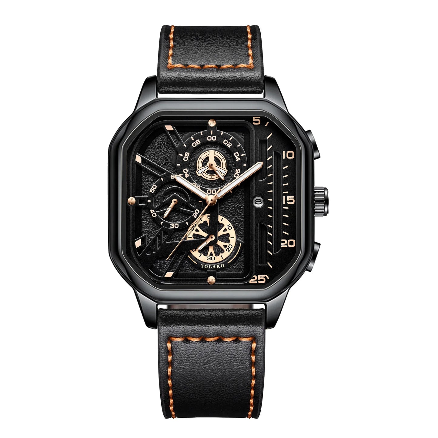 Men Quartz Watches Alloy Dial Business Men Watch PU Leather Strap Square Sports Watch Cool Black Wristwatch for Man Reloj Hombre
