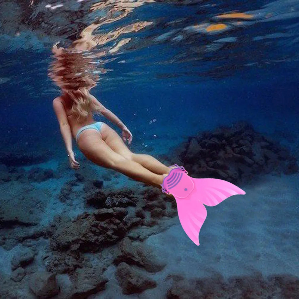 Children Mermaid Tail Flippers Kids Silicone Fins Diving Shoes Swimming Gear