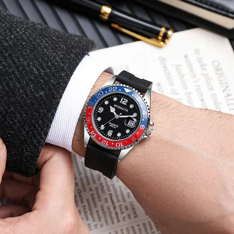 New Mens Watch Silicone Strap Glow Needle Quartz Watches for Male Calendar Casual Wristwatch Relogio Masculino Clock Men Hour