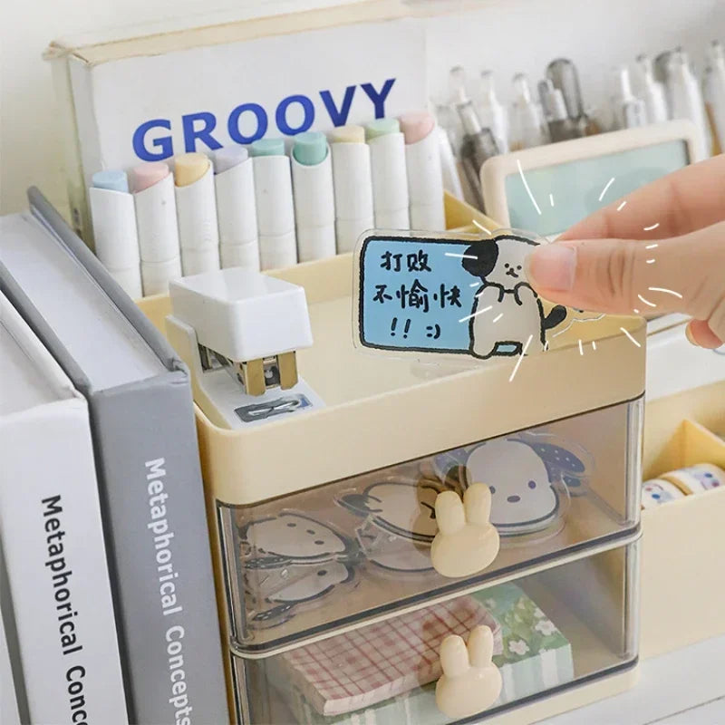 Desktop Cosmetic Storage Box with Drawers And Pen Holder Office Desk Organizer Stationery Rack for Desktop Organization
