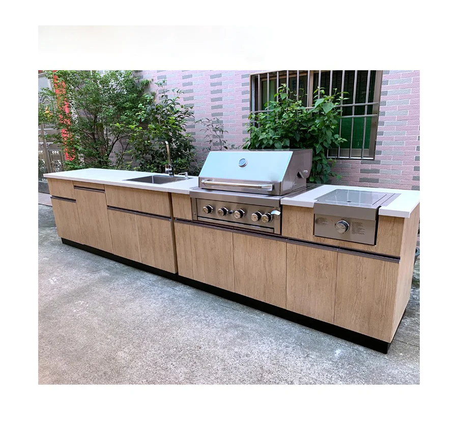 For High End 304 Stainless Steel Table Top Outdoor Kitchen Island BBQ Grill with Sink for Home Use