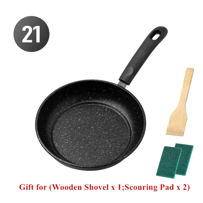 Medical Stone Non-Stick Frying Pan, Household Pan, Non-Oil Smoke Pancake Pan, Fried Steak Gas Stove, Induction Cooker, Cookware