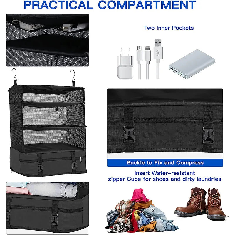 New Multi-functional Clothes Storage Organizer 3-layer Hanging Bag Travel Storage Bag Closet Clothing Luggage Organization