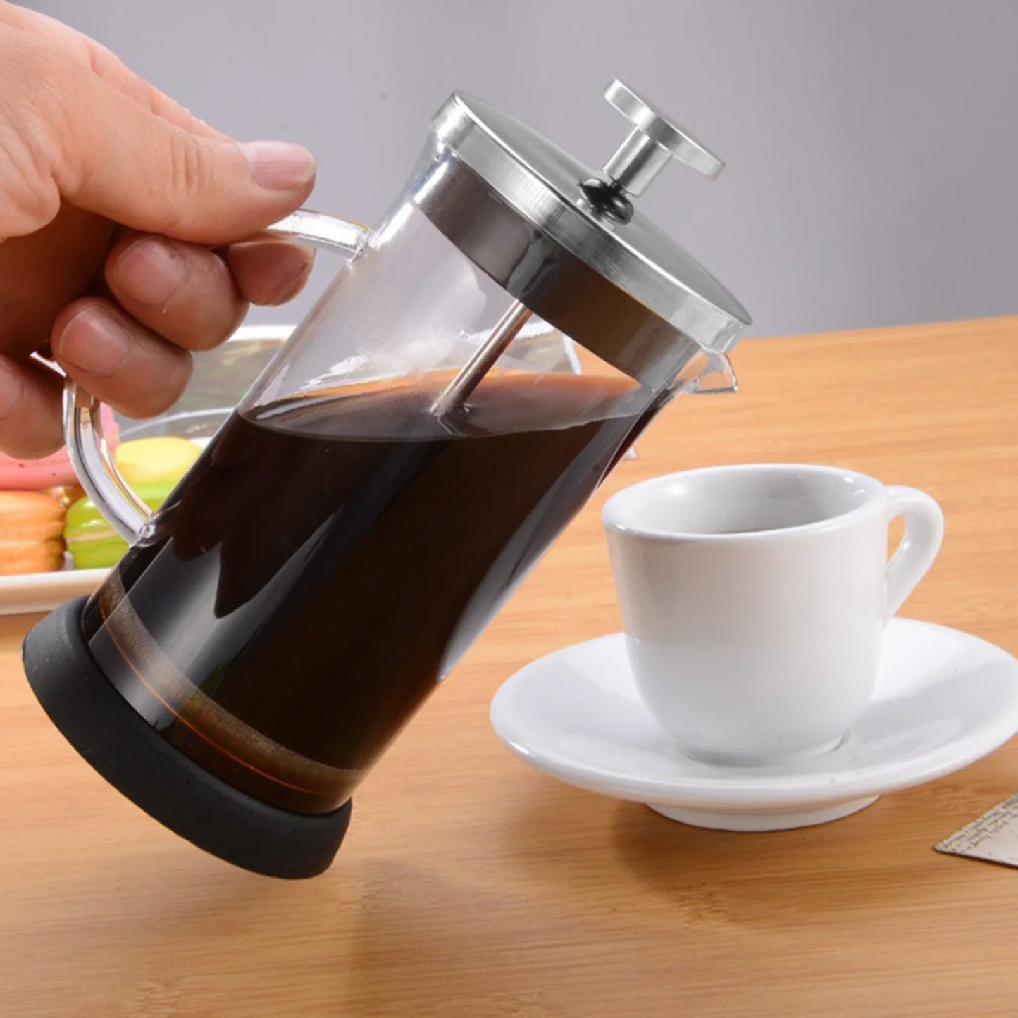 350ML-1000ML French Press Coffee Maker High Borosilicate Glass Heat-Resistant Coffee Brewer Milk Foam Frother Tea Maker Pots