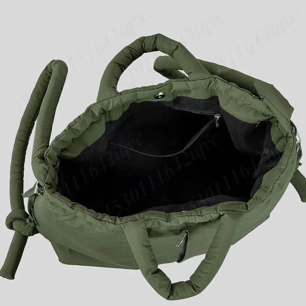 Women Padded Shoulder Bag Puffer Tote Bag Lightweight Drawstring Bucket Bag Stuffing Crossbody Bag Tote Handbag Puffy Sling Bag