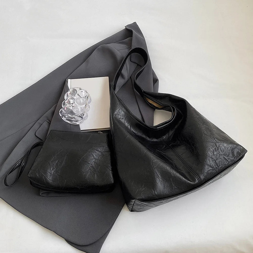 Soft PU Leather Shoulder Bag for Women Wedding Totes Quality Commuter Underarm Bag Bolso Mujer Fashion Large Capacity Handbag