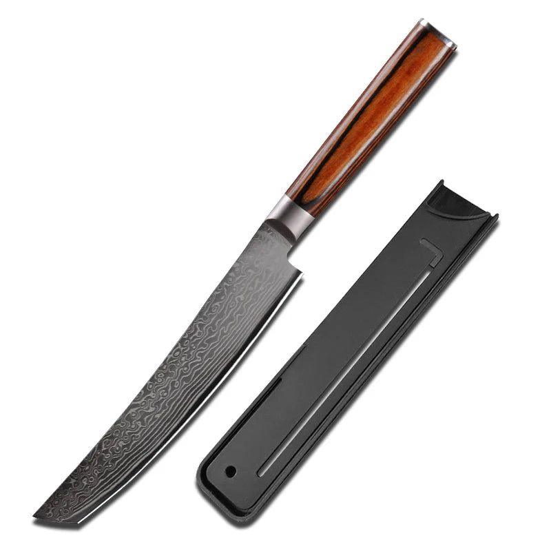 Damascus Steel Japanese Chef Knife Kitchen Meat Cleaver Slicing Boning Barbecue Cutting Sushi Knife Professional Cooking Tools