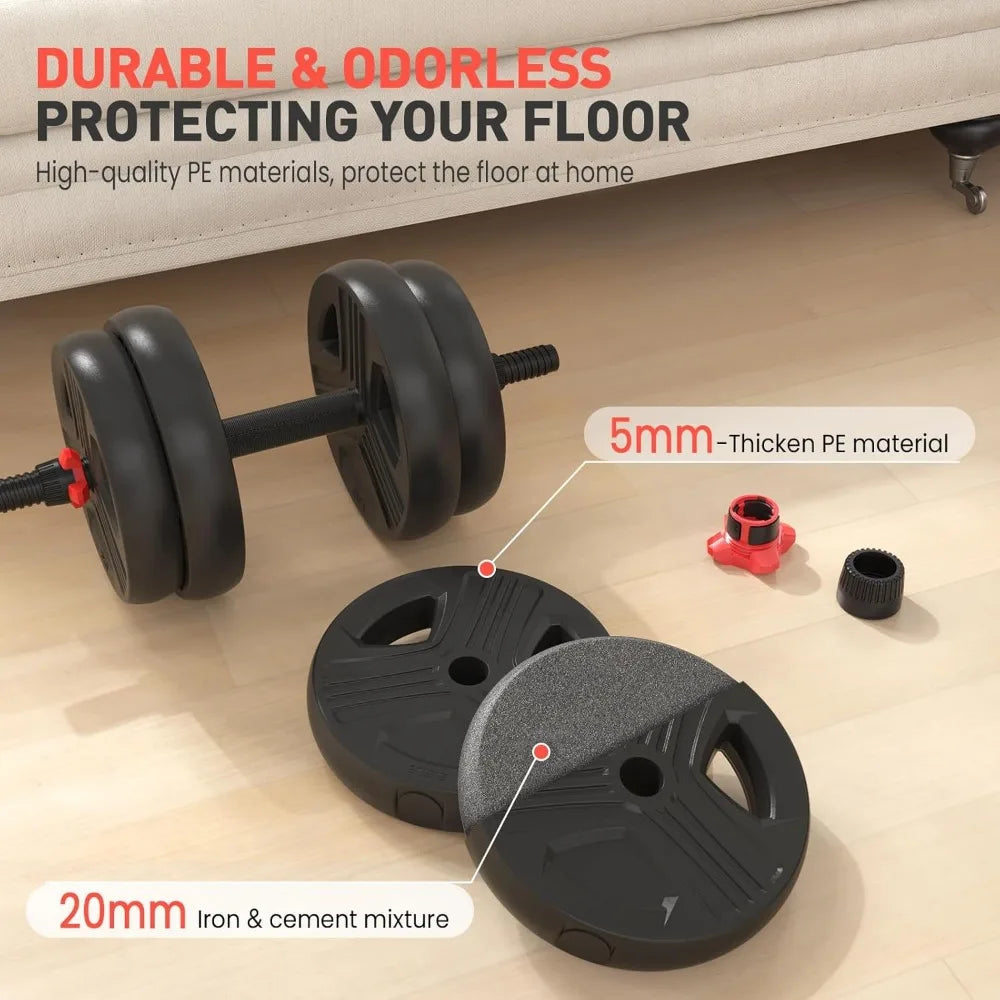 Adjustable Dumbbells Set, 20/30/40/55/60/70/80/90lbs Free Weight Set with Connector, 2 or 3 in 1 Dumbbells Set Used as Barbell