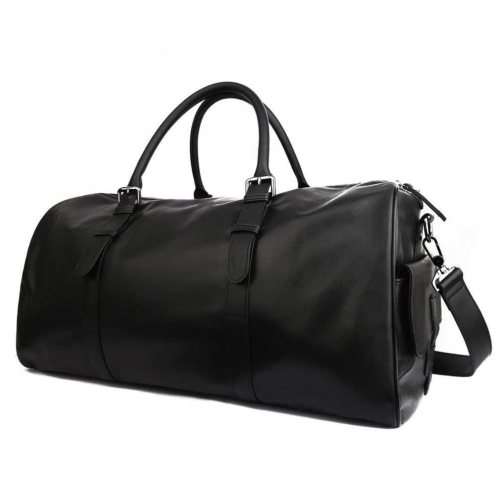 leather retro luggage bag foldable fitness leisure shoulder bag handbag large capacity male fashion multifunctional travel bags