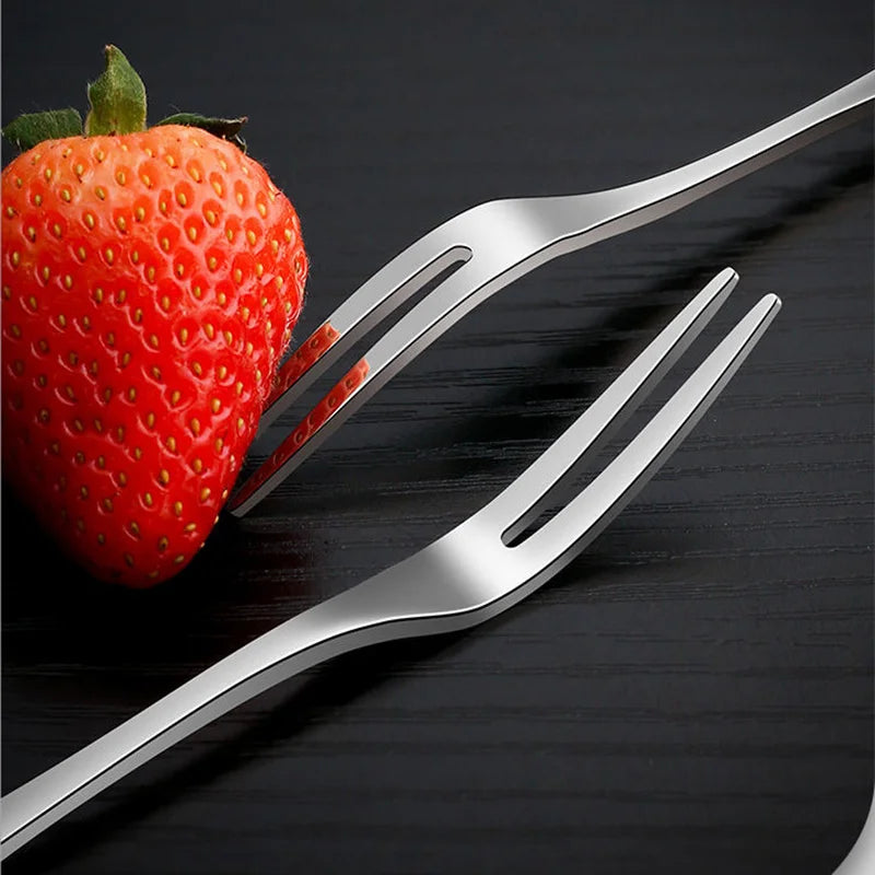 1/3/5Pcs Stainless Steel Fruit Forks Two-toothed Forks Small Cake Forks Western Multifunctional Household Kitchen Accessories