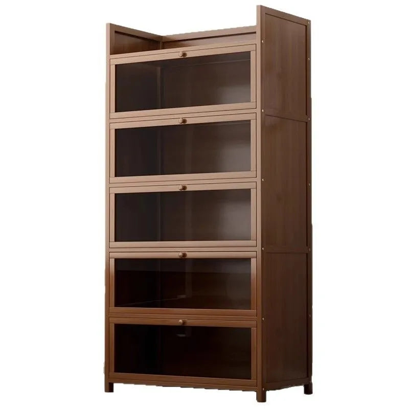 Bookshelf, bookcase, dust-proof floor-standing storage rack, household children and students storage rack with doors