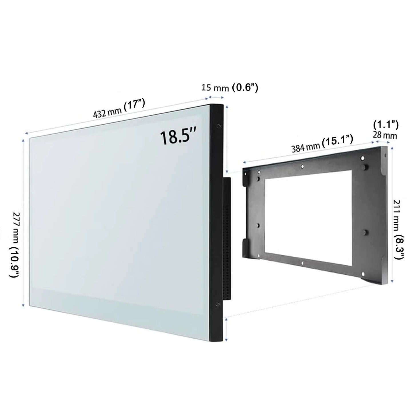 Souria Mini 18.5 inch Smart Android Mirror TV with Touchscreen Waterproof Television in Bathroom WiFi Bluetooth DTV ATSC DVB