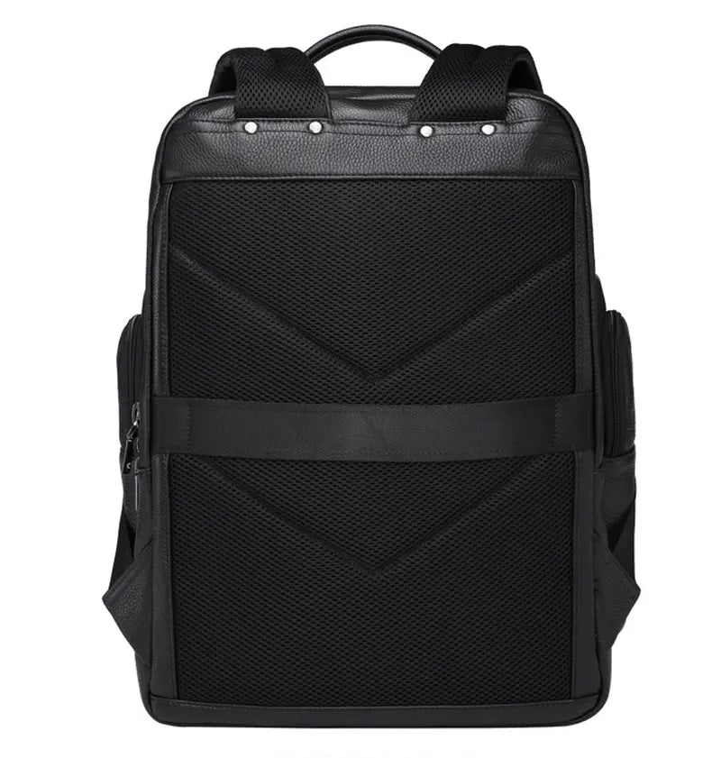 Genuine Leather Backpack USB charging Men Women Waterproof Black Laptop Daypack Student Schoolbag Big man Travel Rucksack