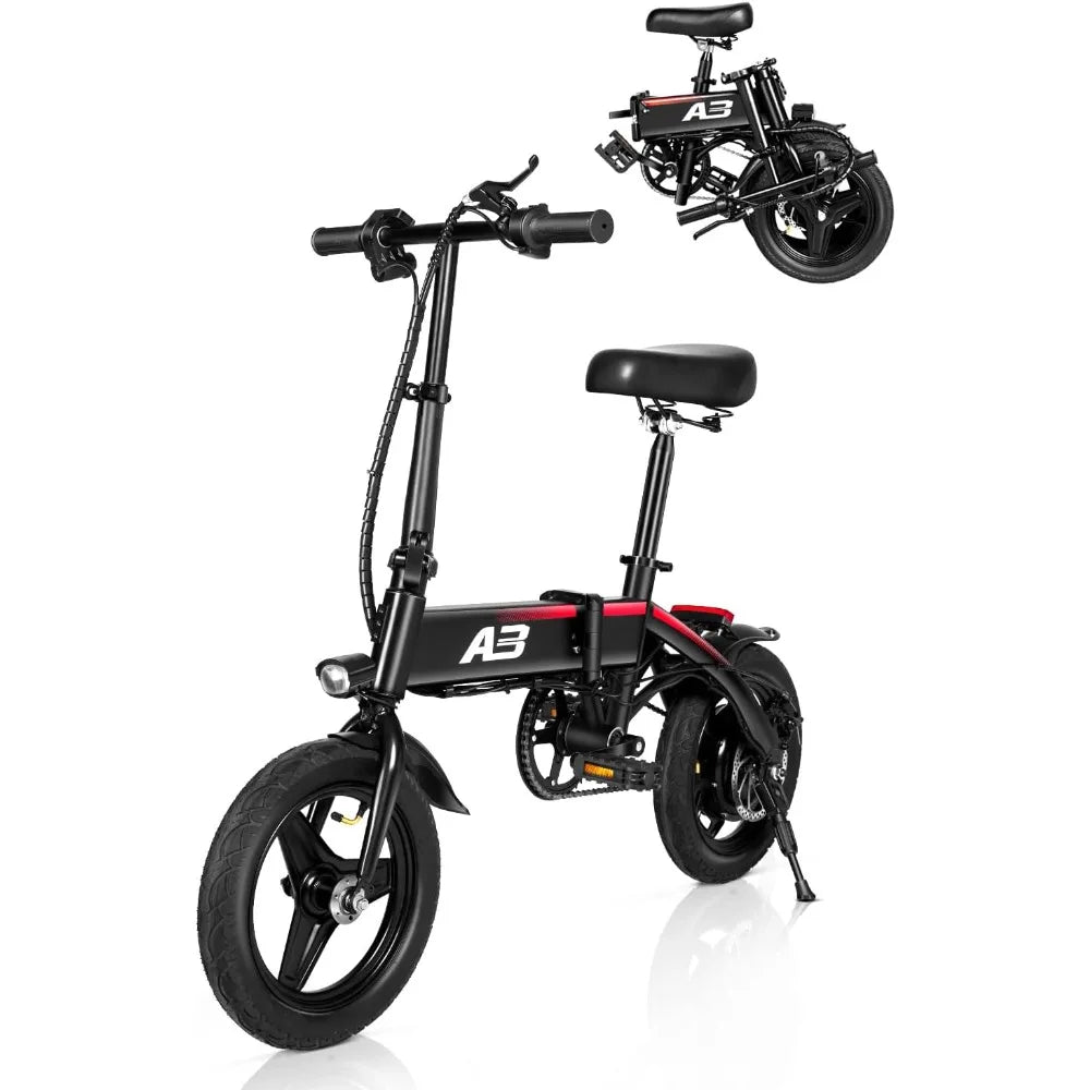 14’’ Electric Bike, Folding Electric Bicycle for Adults, 22 Mph,20+ Miles,350W (Peak 400W) Motor,Mini Fat Tire Ebike, 36V