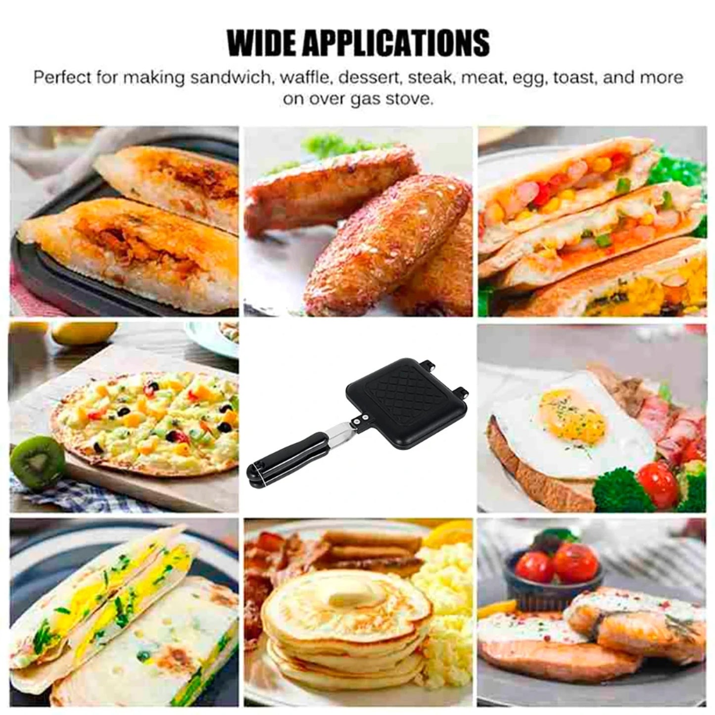 Non-stick Aluminum Alloy Double Side Frying Pan Sandwich Mold - Easy Clean Bread Barbecue Plate Waffle Maker Utensilios De Cocin