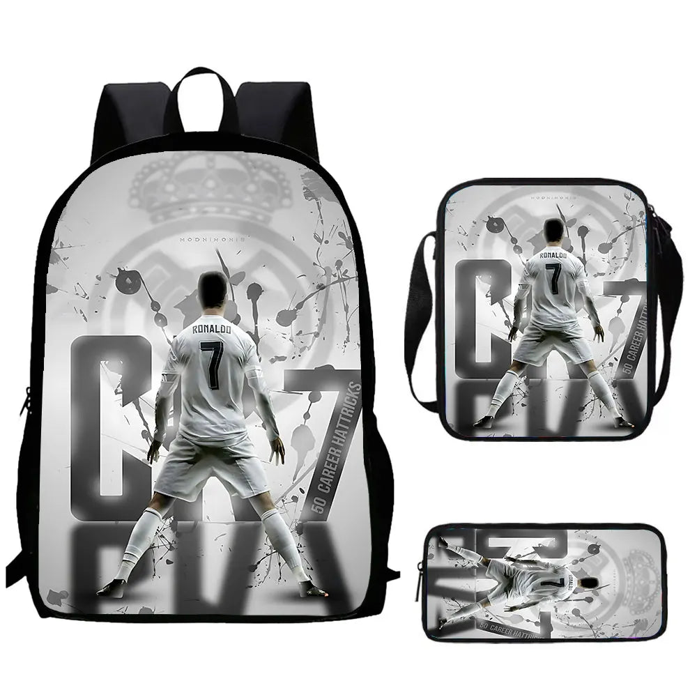 Cartoon C-CR7 Football-Stars Child School Backpack With Shoulder Bags Pencil Bags School Bags for Boys Girls Best Gift