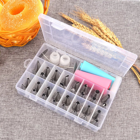 32Pcs Cake Decorating Tools Icing Cream Piping Nozzle Tips Confectionery Pastry Bags Stainless Steel Nozzles Tip Cake Decoration