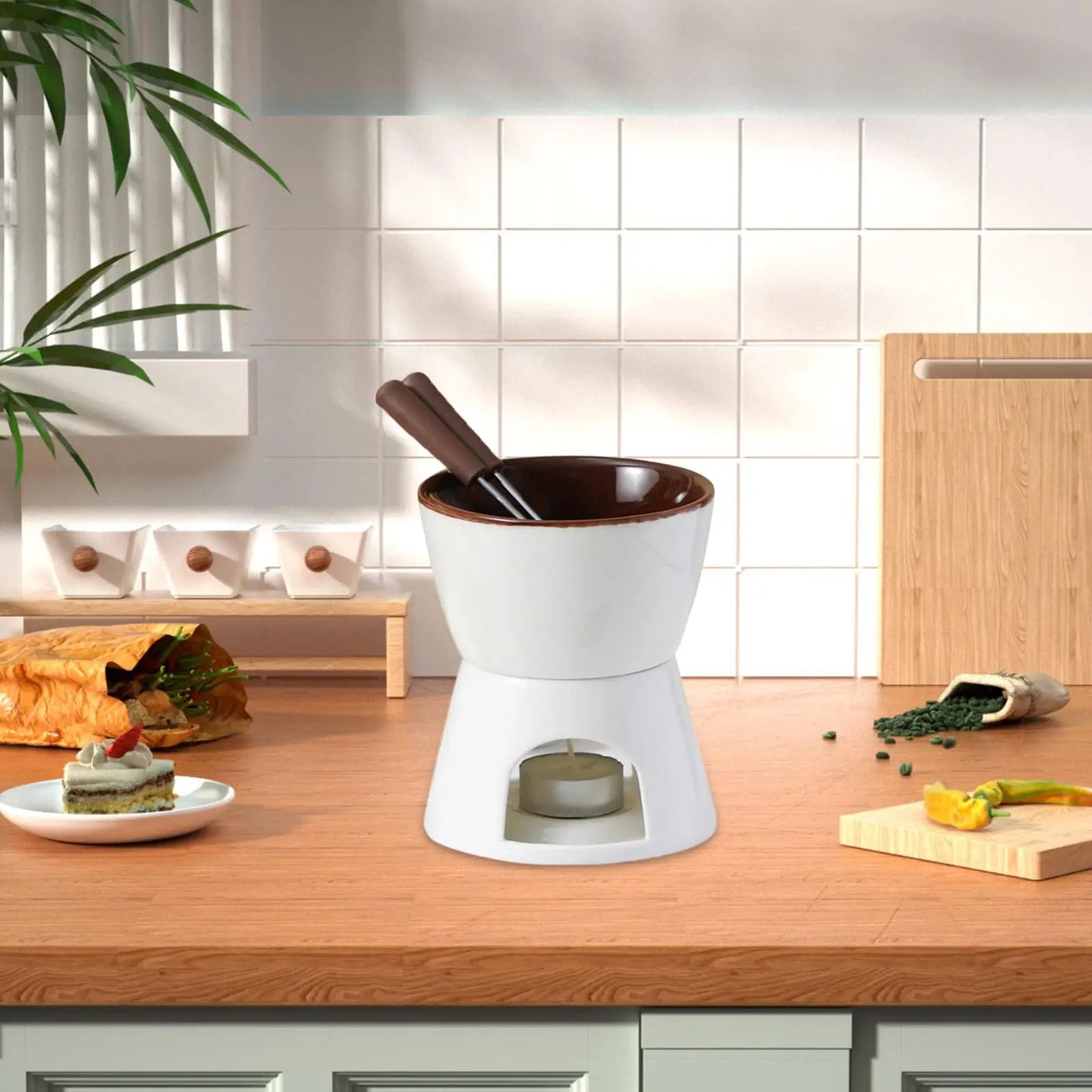 Chocolate Fondue Pot Cooking Cookware Dinner Wedding Dining Caramel 300ml