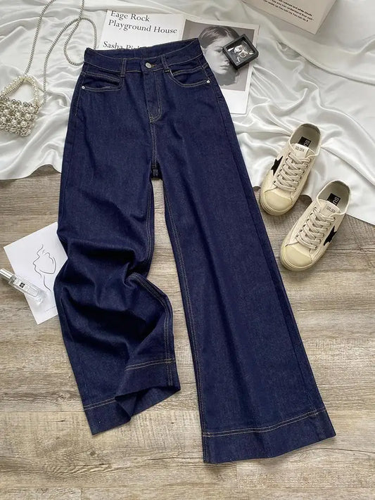 Blue Straight Jeans for Women Early Autumn Autumn 2025 New High Waist Slimming Loose Drooping Wide-Leg Pants