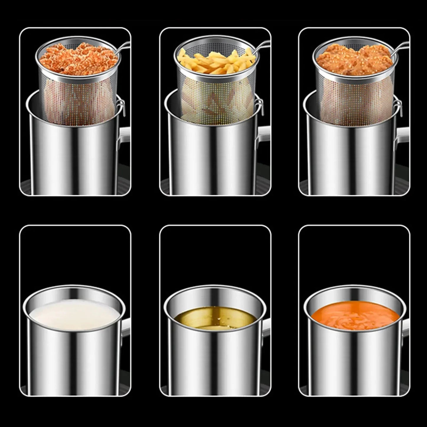 304 Stainless Steel Oil Fryer Household Small Fryer With Filter Raised /Deepened Fuel-Efficient Tianfu Luo Pot Deep Frying Pot