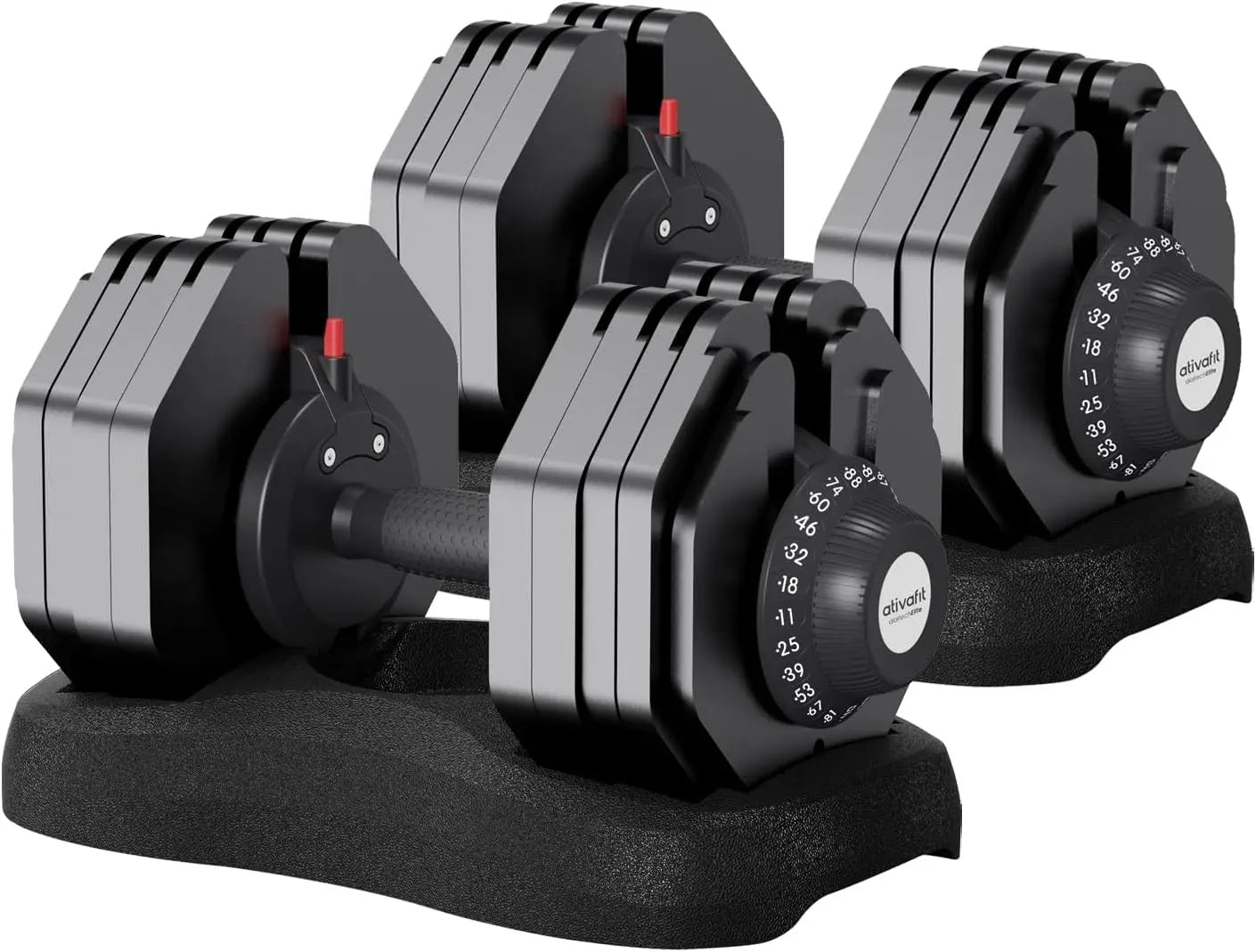 88LBS Adjustable Dumbbell Set with Anti-slip Handle 12 In 1 Quick Dial Adjustment Weights  for Full Body Home Gym Workout