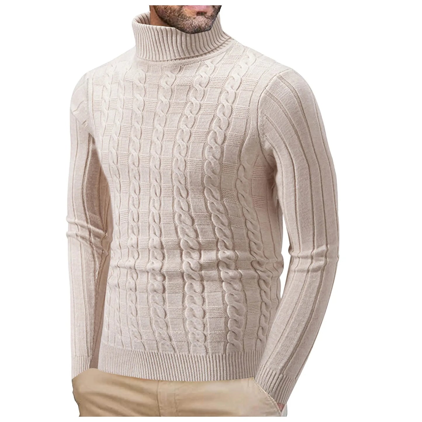 Men's Mock Turtleneck Sweater Long Sleeve Half Neck Pullover Thermal Casual Ribbed High Neck Pullover Men Thickened tops  ﻿