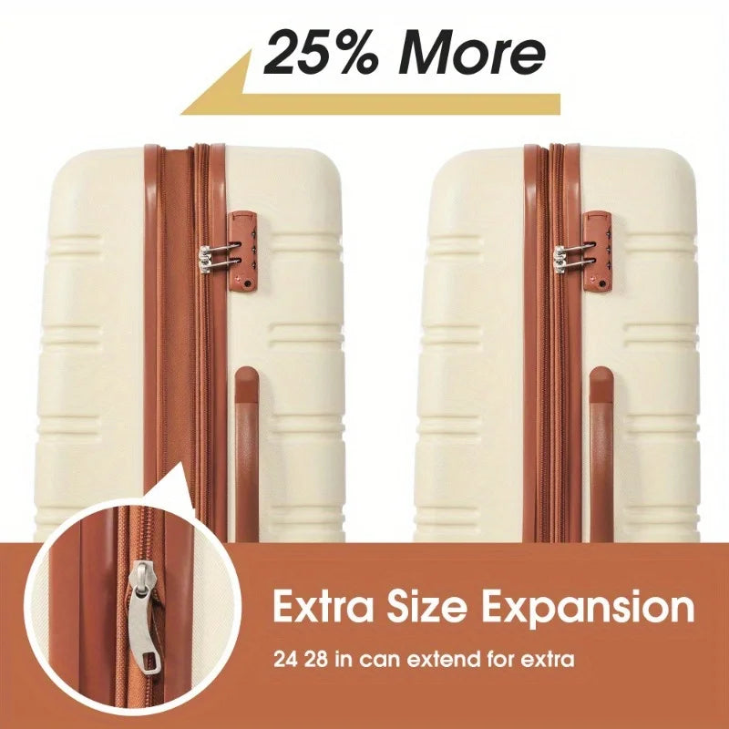 Hard shell suitcase Set 2 + bags Rotating suitcase with TSA lock lightweight 20 "+ 24"