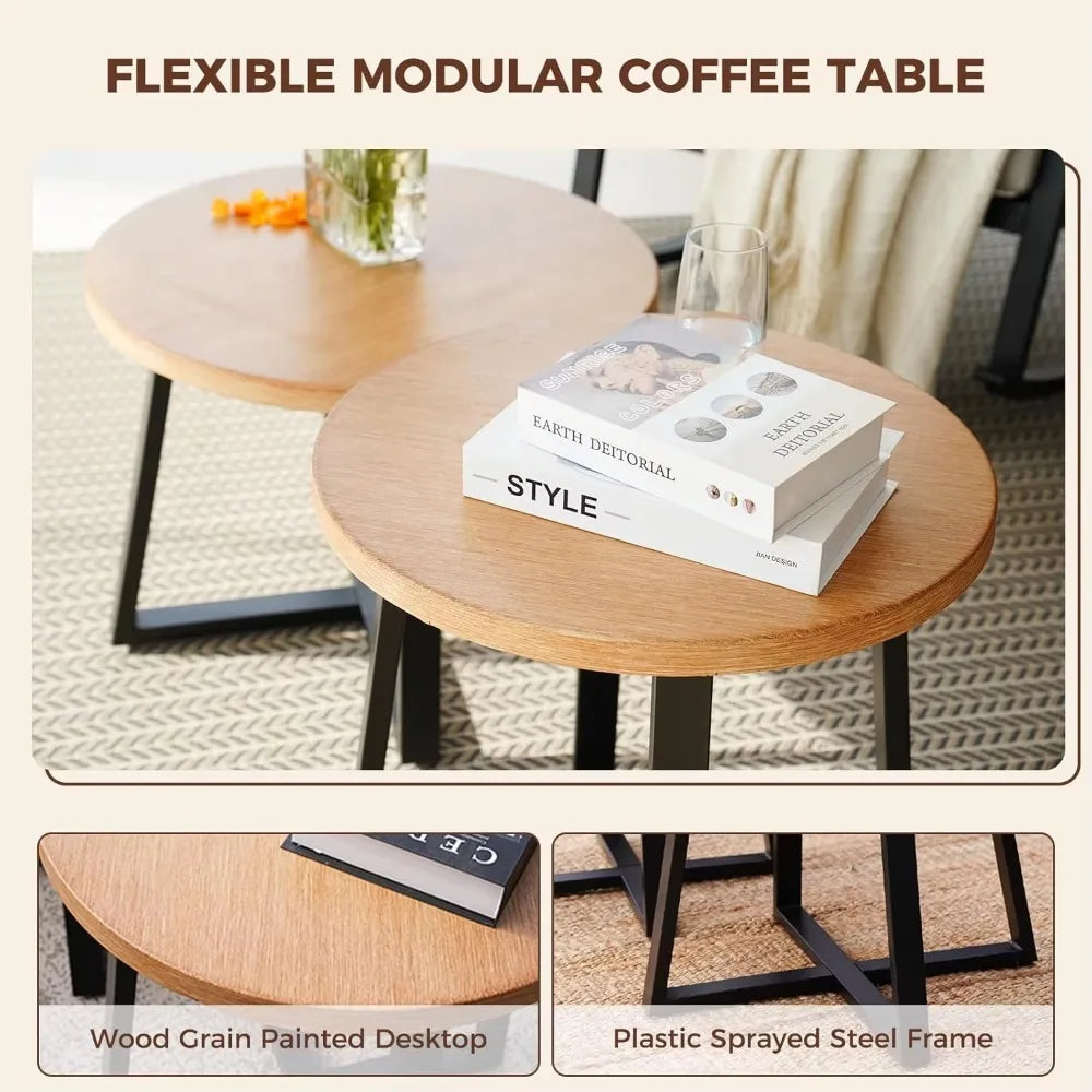 Outdoor Rocking Chairs,Leather-Look Patio Wicker Bistro Set with Chairs andFaux Wood Grain Coffee Table