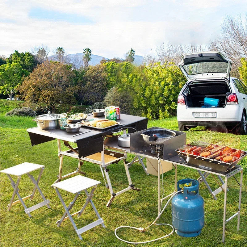 Camping Fully Equipped Picnic Table Outdoor Folding Compact Food Portable  Kitchen