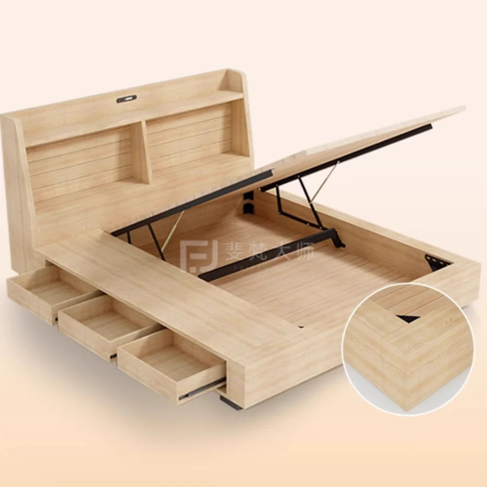 Bedroom Unique Bed Modern Storage Queen Multifunctional Beauty Sleeping Bed Luxury Nightstands Cama Matrimonial Furnitures