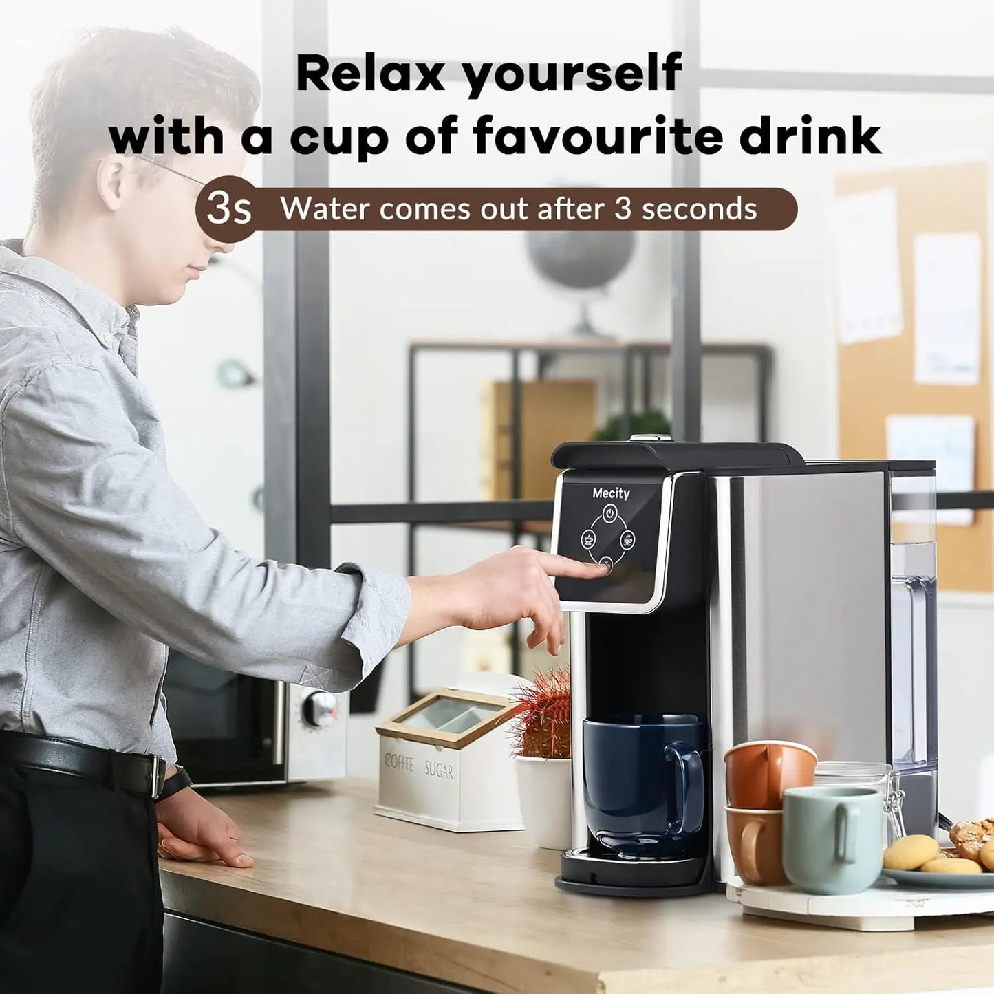 Coffee Maker 3 in 1 Single Serve Coffee Machine, Compatible with K cup Capsules,  Coffee Pot, Tea maker, 6,8,10 Oz Cup, Removabl